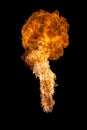 Fire explosion, isolated on black background