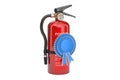 Fire extinguisher with best choice badge, 3D rendering Royalty Free Stock Photo