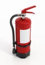 Fire extinguisher with blank label isolated on white background. 3D illustration Royalty Free Stock Photo