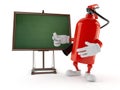 Fire extinguisher character with blank blackboard Royalty Free Stock Photo