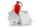 Fire extinguisher character with blank calendar Royalty Free Stock Photo