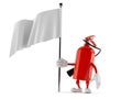 Fire extinguisher character with blank flag Royalty Free Stock Photo