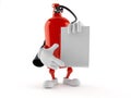 Fire extinguisher character with blank sheet of paper Royalty Free Stock Photo