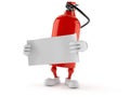 Fire extinguisher character holding blank sheet of paper Royalty Free Stock Photo