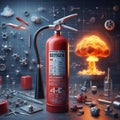 Fire extinguisher containing oxygen Devices engineered to disca Royalty Free Stock Photo