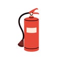 Fire extinguisher, emergency firefighting tool. Safety equipment. Red vessel with chemical foam. Extinguishing