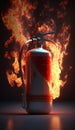 Fire Extinguisher with Flames in Background - Fighting Fire with Essential Safety Equipment Royalty Free Stock Photo