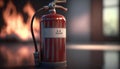 Fire Extinguisher with Flames in Background - Fighting Fire with Essential Safety Equipment Royalty Free Stock Photo
