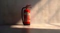 fire extinguisher on gray wall. Generative Ai