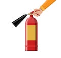 Fire extinguisher in hand. Fire equipment.