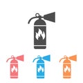 Fire extinguisher icon set template color editable. Fire danger. Fire protection symbol vector sign isolated on white Royalty Free Stock Photo