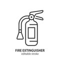Fire extinguisher line icon. Firefighting outline vector symbol. Editable stroke