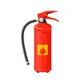 Fire extinguisher with long black hose vector illustration isolated Royalty Free Stock Photo