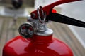 Fire extinguisher ready to extinguish, safety and protection in case of fire. Royalty Free Stock Photo