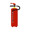 Fire extinguisher red safety tool pressure protect flammable industry flat. Firefighting equipment vector icon foam department