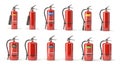 Fire extinguisher set  of different types isolated on white Royalty Free Stock Photo