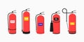 Fire extinguisher set with isolated portable fire-fighting units of different shape on transparent background vector illustration Royalty Free Stock Photo