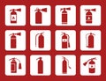 Fire extinguisher sign and vector icons Royalty Free Stock Photo