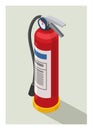 Fire extinguisher. Simple flat illustration in isometric view. Royalty Free Stock Photo