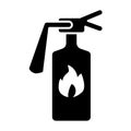 Fire extinguisher solid icon. Fire protection vector illustration isolated on white. Fire equipment glyph style design Royalty Free Stock Photo