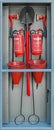 Fire extinguisher storage box Royalty Free Stock Photo
