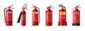 Fire extinguisher type, dry fire fighting powder class, water foam. Different alarm signs, wet chemical co2. Red