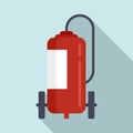 Fire extinguisher wheels icon, flat style