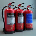 fire extinguishers 3d. Generative AI Royalty Free Stock Photo