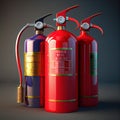 fire extinguishers 3d. Generative AI Royalty Free Stock Photo