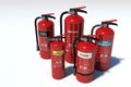 Fire extinguishers group - various types Royalty Free Stock Photo