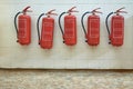 Fire extinguishers on the wall Royalty Free Stock Photo
