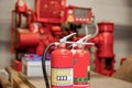 Fire extinguishers in the warehouse. Fire safety Royalty Free Stock Photo