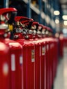 Fire extinguishers in warehouse Royalty Free Stock Photo
