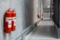 Fire extinguishers in the warehouse. Royalty Free Stock Photo