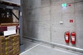 Fire extinguishers in the warehouse Royalty Free Stock Photo