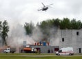 Fire extinguishing at the training ground of the Noginsk rescue center of the Ministry of Emergency Situations during the Internat