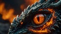 Fire eye of green dragon ,close up. Royalty Free Stock Photo
