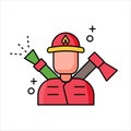 Fire Fighter Avatar with Flat Design Style Royalty Free Stock Photo