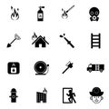 Fire fighter and emergency rescue icons set vector illustration