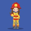 Fire fighter girl standing brown 17