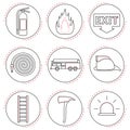 Fire Fighter Icons Line