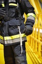 Fire fighter on oil and gas industry, successful firefighter at work. Royalty Free Stock Photo