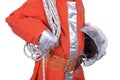 Fire fighter in orange suit on white background Royalty Free Stock Photo