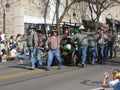 Firefigthers parading during St.Patrick`s Day Royalty Free Stock Photo