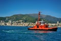 Fire Fighting boat in port Genova, Italy