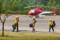 Fire Fighting Crew at Airport with Helicopter