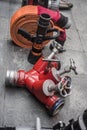 Fire fighting equipment, spray guns, hoses and fittings