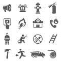 Fire fighting icon set, firefighter job and professional equipment Royalty Free Stock Photo