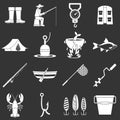 Fishing tools icons set grey vector Royalty Free Stock Photo