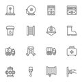 Fire Fighting line icons set